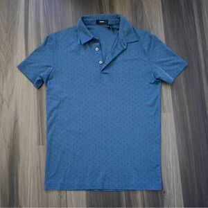 Theory Men's Textured Blue Polo Shirt